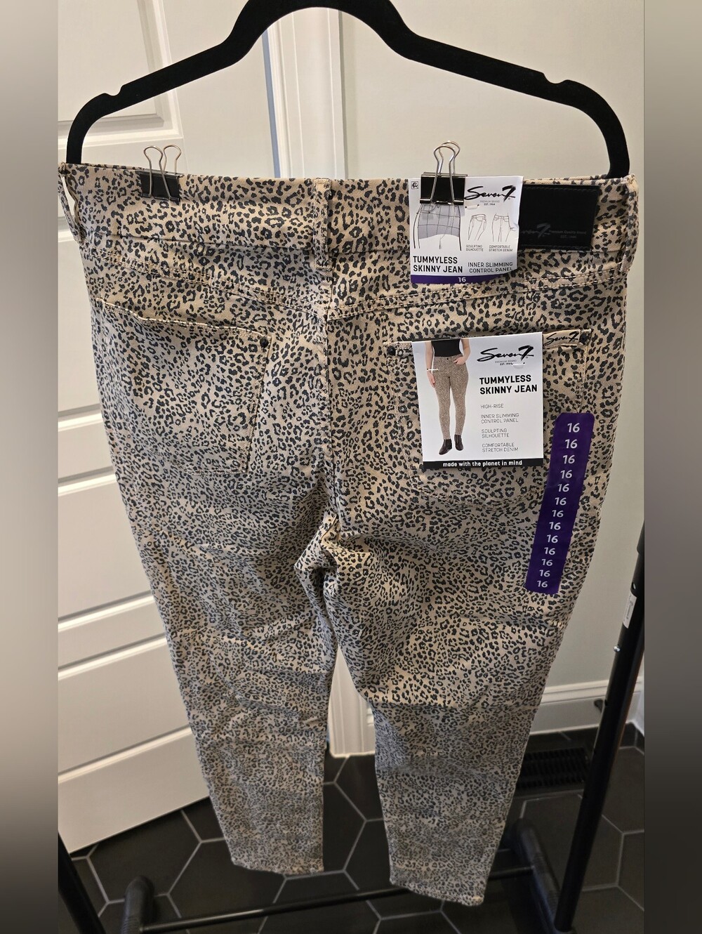 Seven7 Tummyless Skinny Jeans - Leopard Print Beige